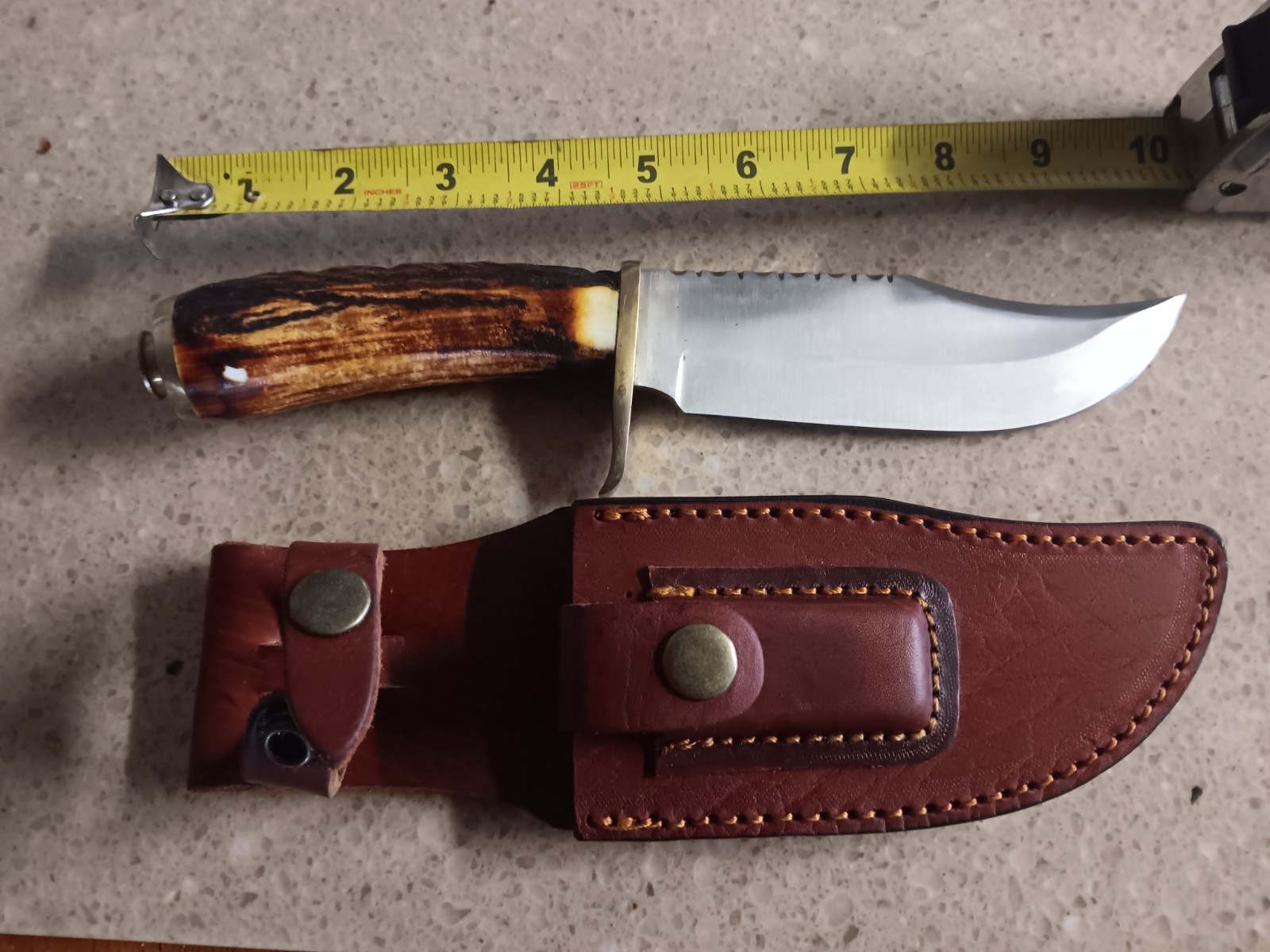 Rough Rider .45 Caliber RR1939 Bowie Fixed Blade With Leather Sheath