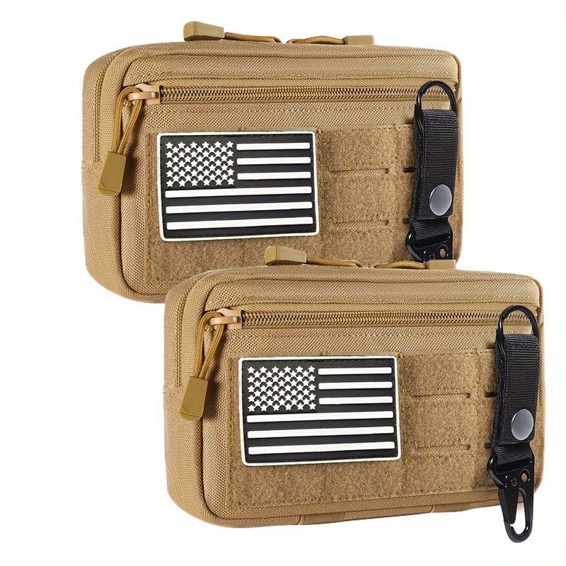 2 Pack MOLLE Admin Pouch Organizer with US Flag Patch for EDC