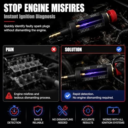 Car Spark Plug Tester, Plug-in Inline Engine Ignition Tester, Adjustable