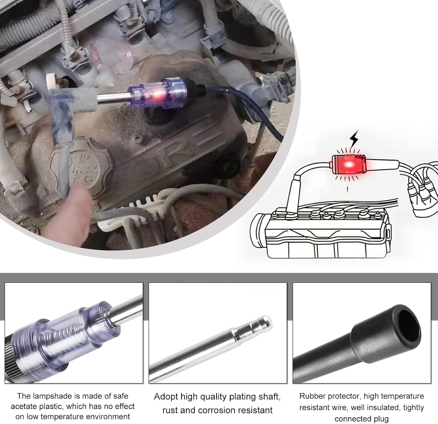 Professional Spark Plug Tester - Durable & Lightweight with Indicator Light
