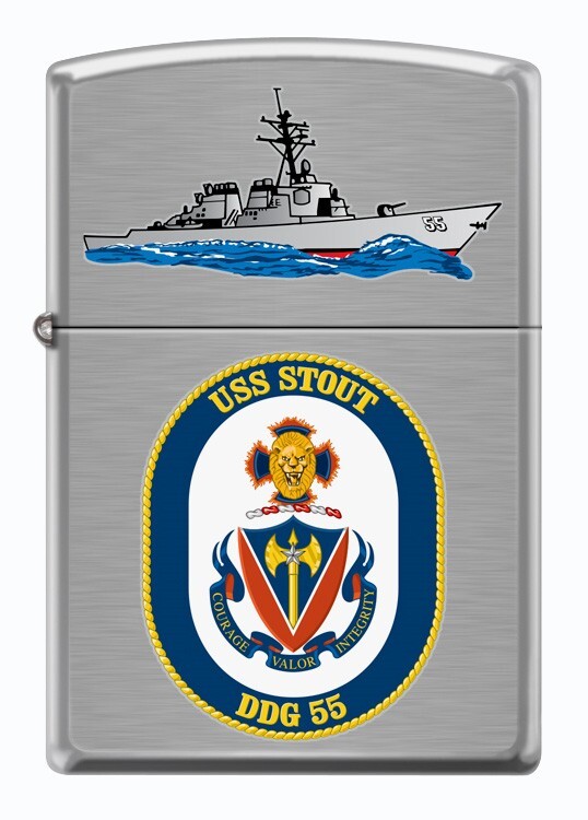 USS Stout (DDG-55) Destroyer Zippo MIB   Brushed Chrome