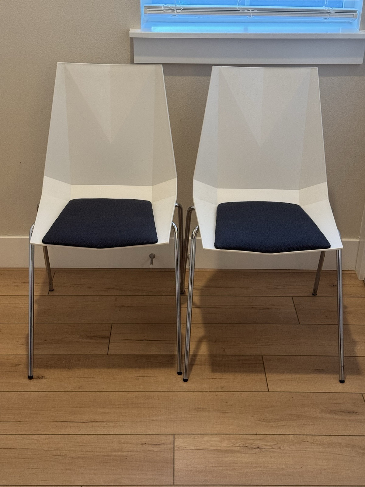 Mid Century Modern Chairs White Black Chrome Klaessons Mayflower Set Of 2