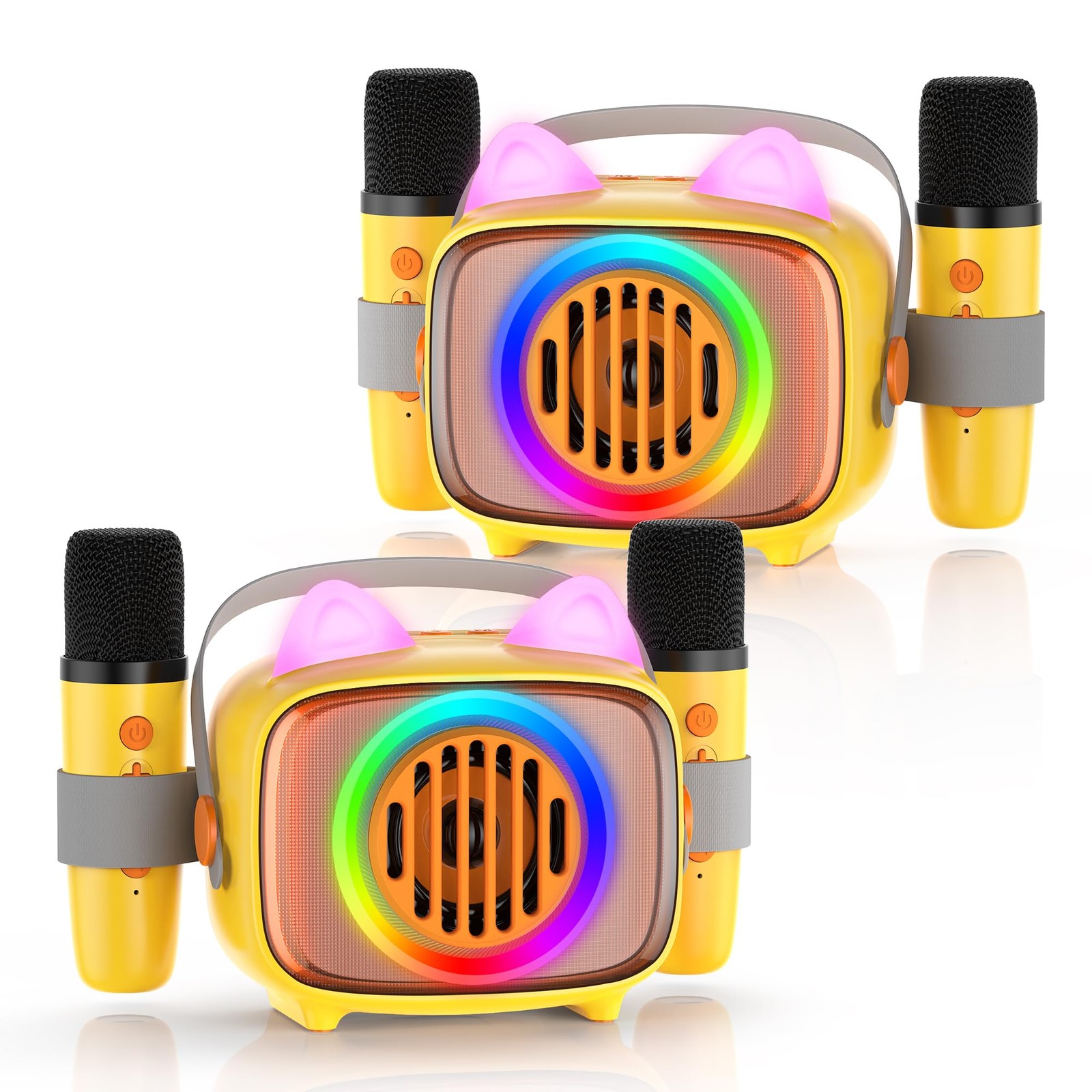 Karaoke Machine for Kids, Portable Bluetooth Speaker with 2 Wireless Micropho...
