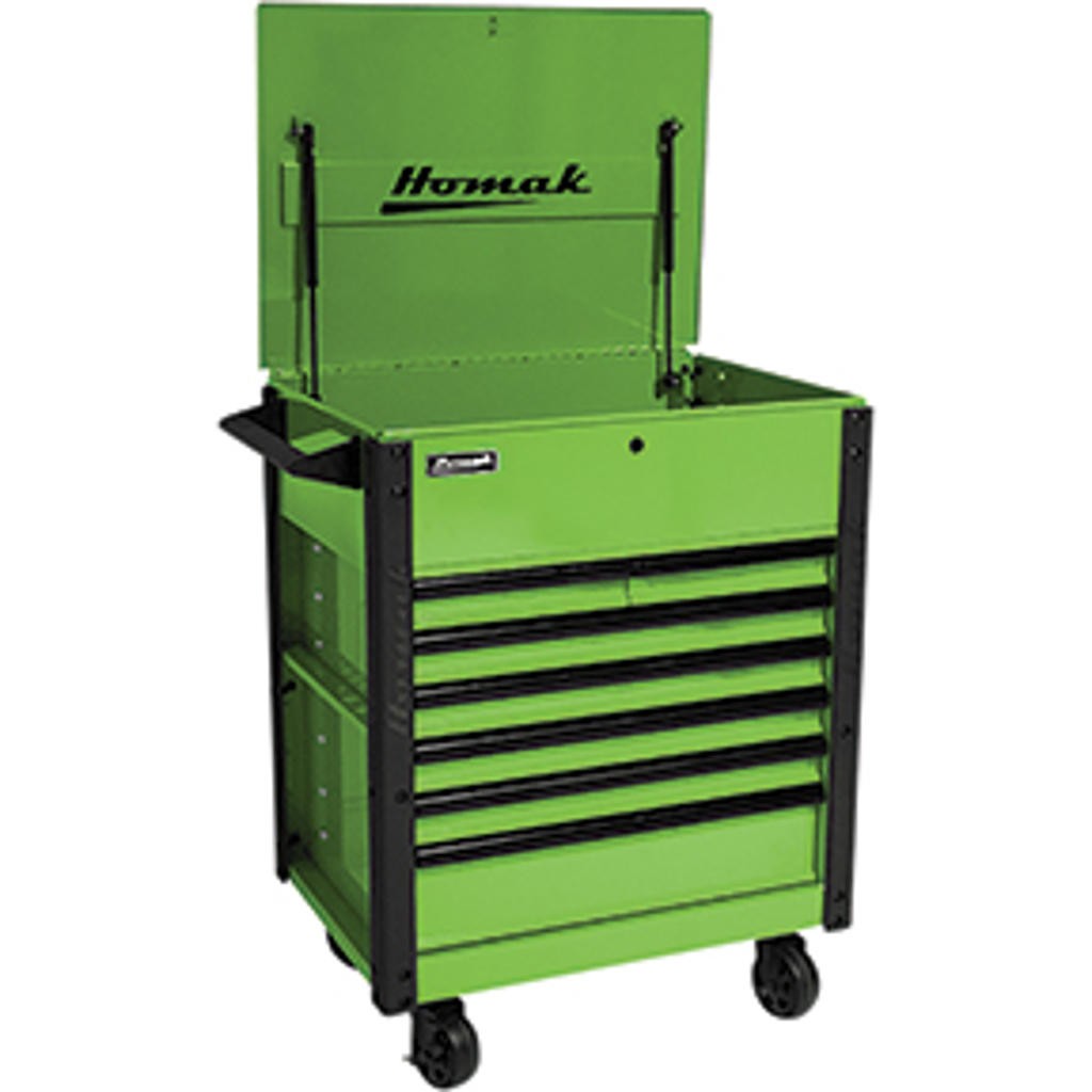 35" 7 DRAWER FLIP-TOP SERVICE CART - GREEN HOM-LG06035247 Brand New!