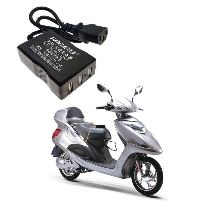 USB Power Adapter DC36V 48V 72V 120V to 5V 2.1A E-bike 3 Port Charging Converter