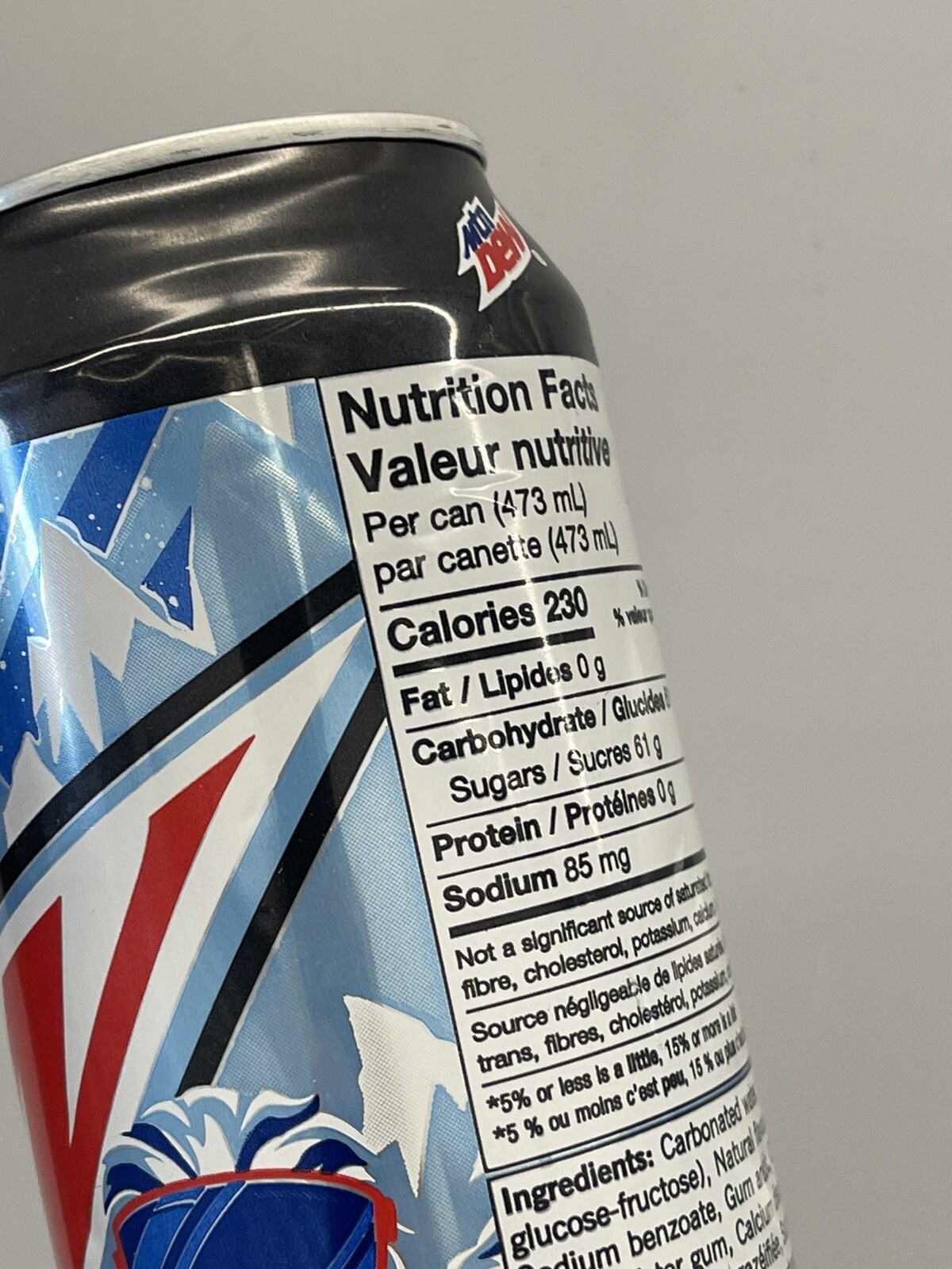 Mountain Dew White Out Canada 🇨🇦 EMPTY 16 oz Can