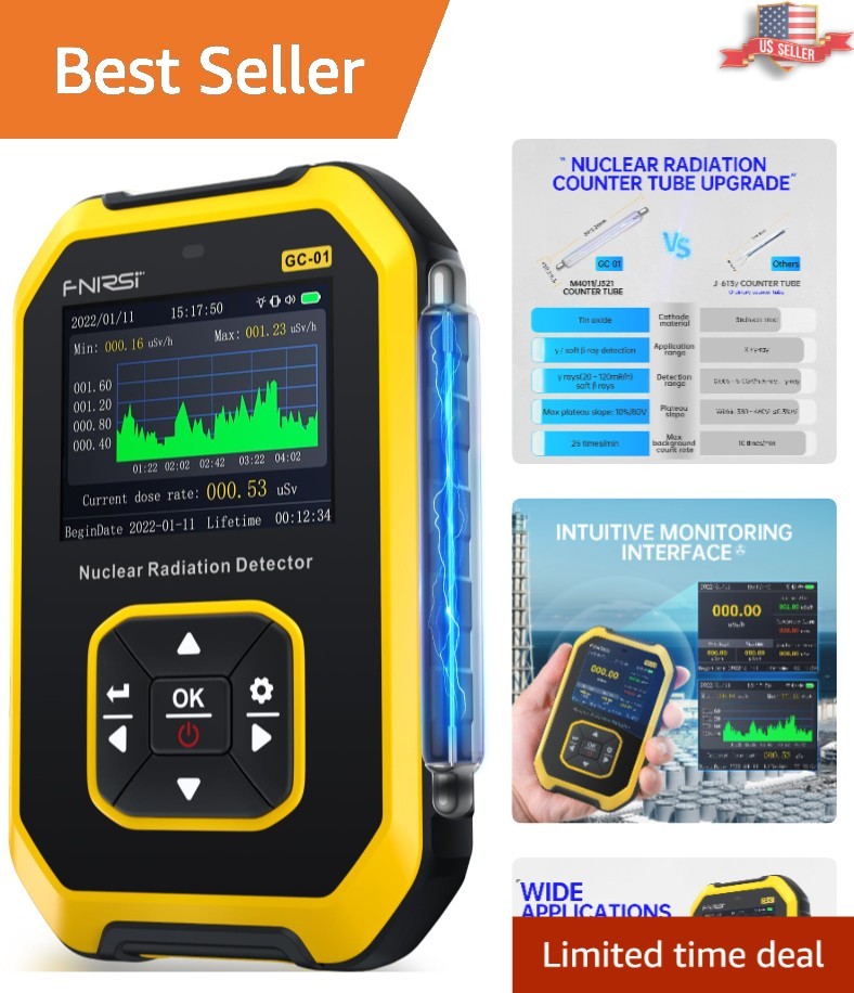 Rechargeable Geiger Counter & Radiation Detector with LCD Display - Compact &...