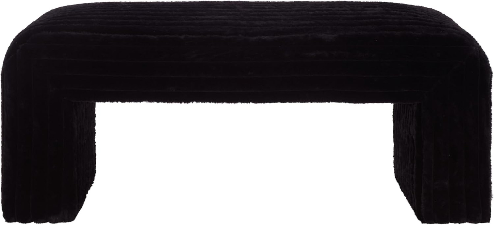 Elegant Black Curved Waterfall Bench by  - Chic Upholstered Seating