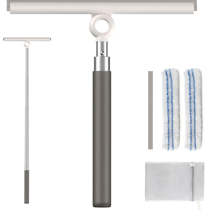 Limpiacristales Telescópico 2 en 1 con Microfibra para Ducha Ventanas y Auto