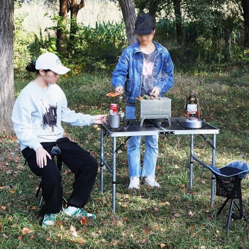 36x24 Folding Grill Table for Outside, Lightweight Portable 36"x24" Silver