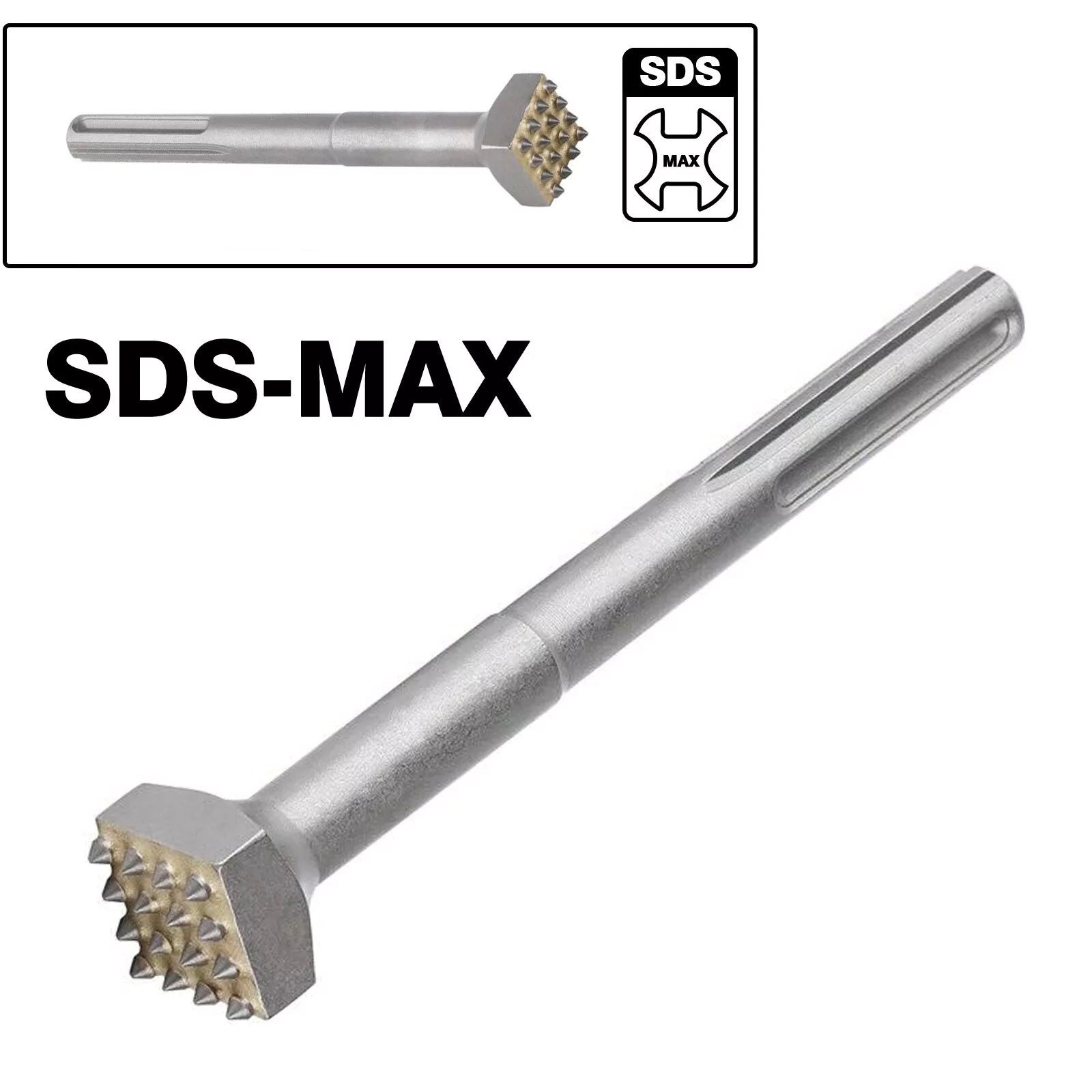SDS Max Shank 16-Teeth Carbide Point Bush Hammer Chisel Drill Bit Part Tool