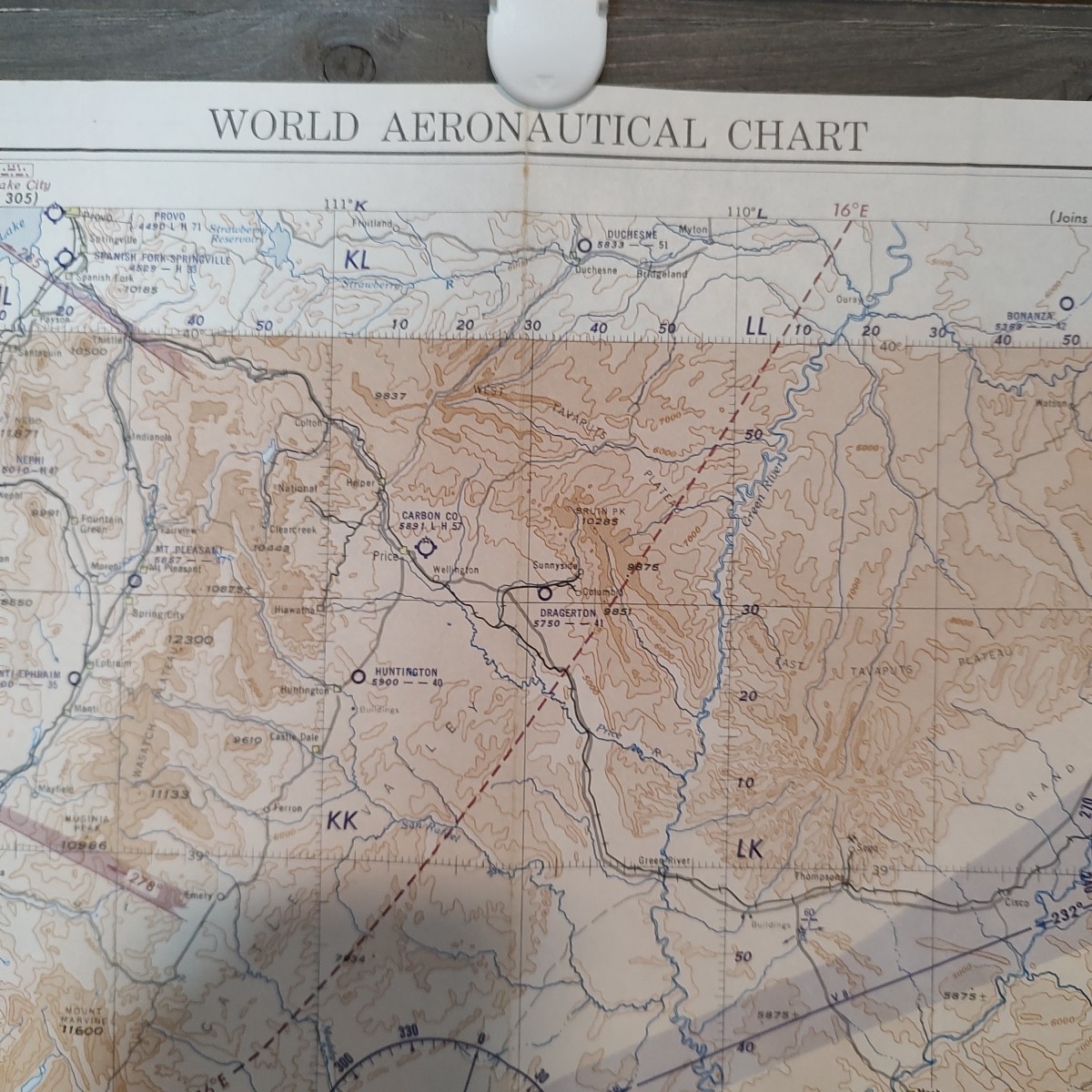 World Aeronautical Chart Map BRYCE CANYON 1953 USAF Edition 2 Sided