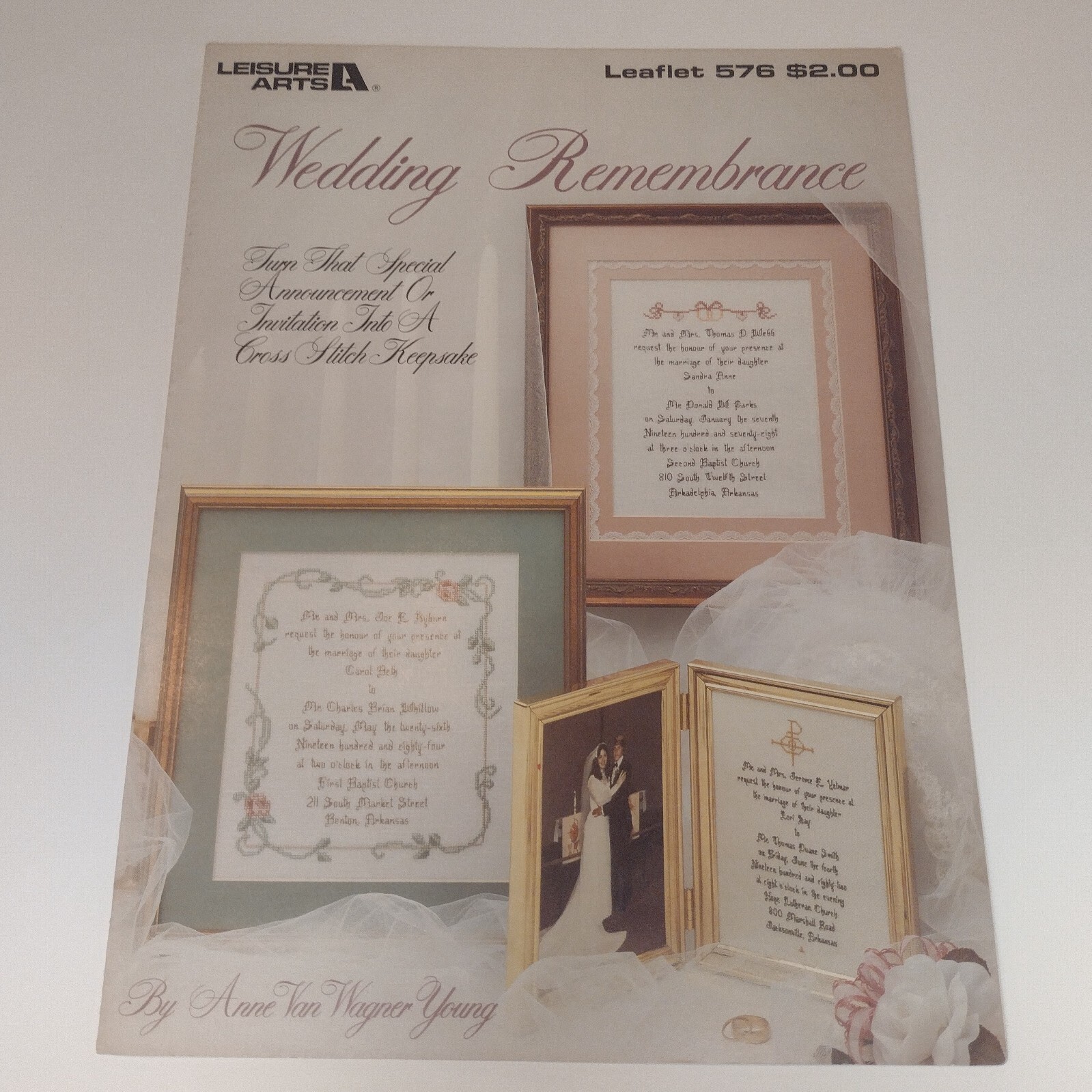 Wedding Remembrance Leisure Arts Leaflet #576 Cross Stitch Keepsake 1987 Copy