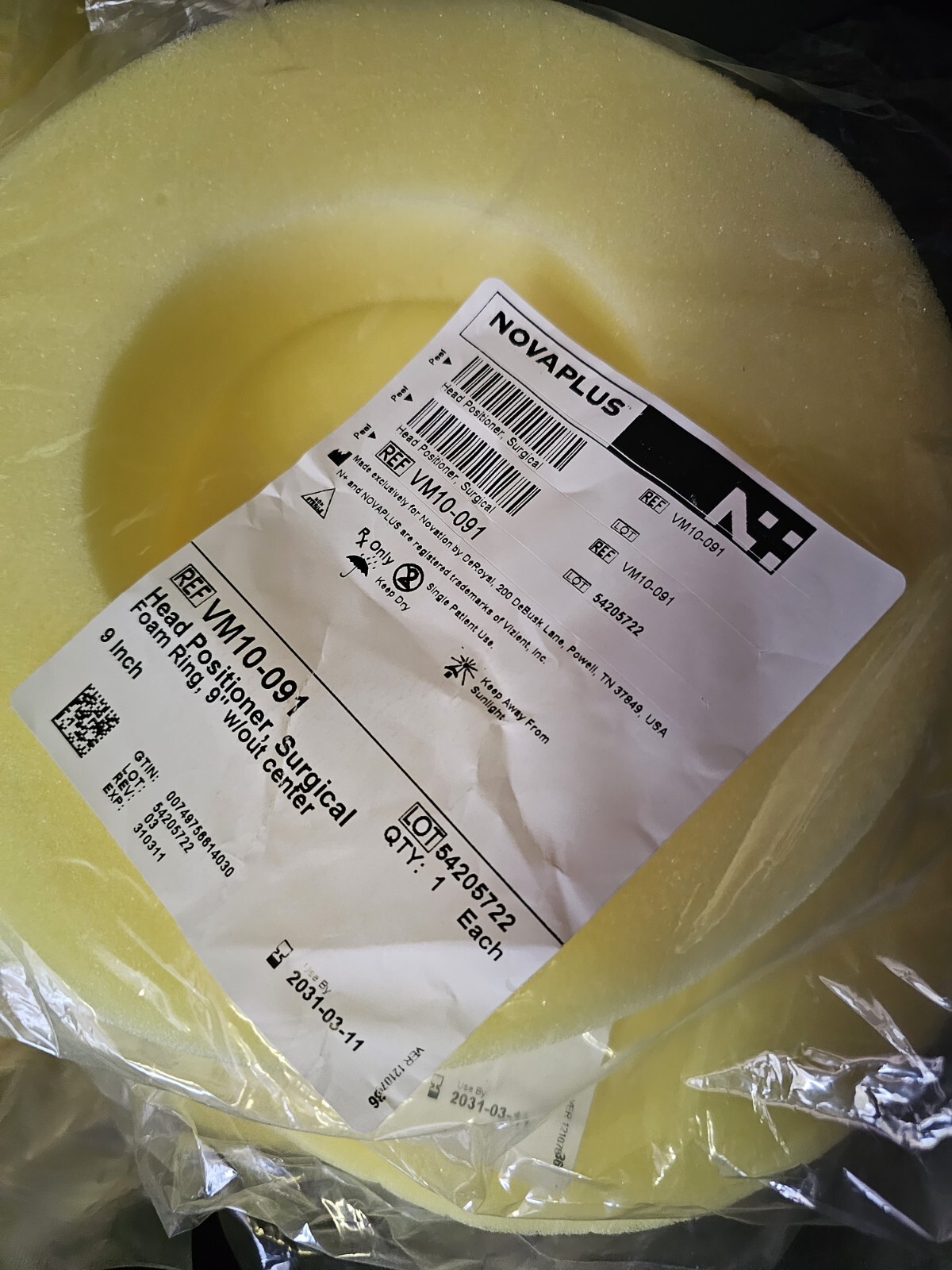 DeRoyal Surgical & Post-Op Foam Head Positioner Ring M10-091 - 10