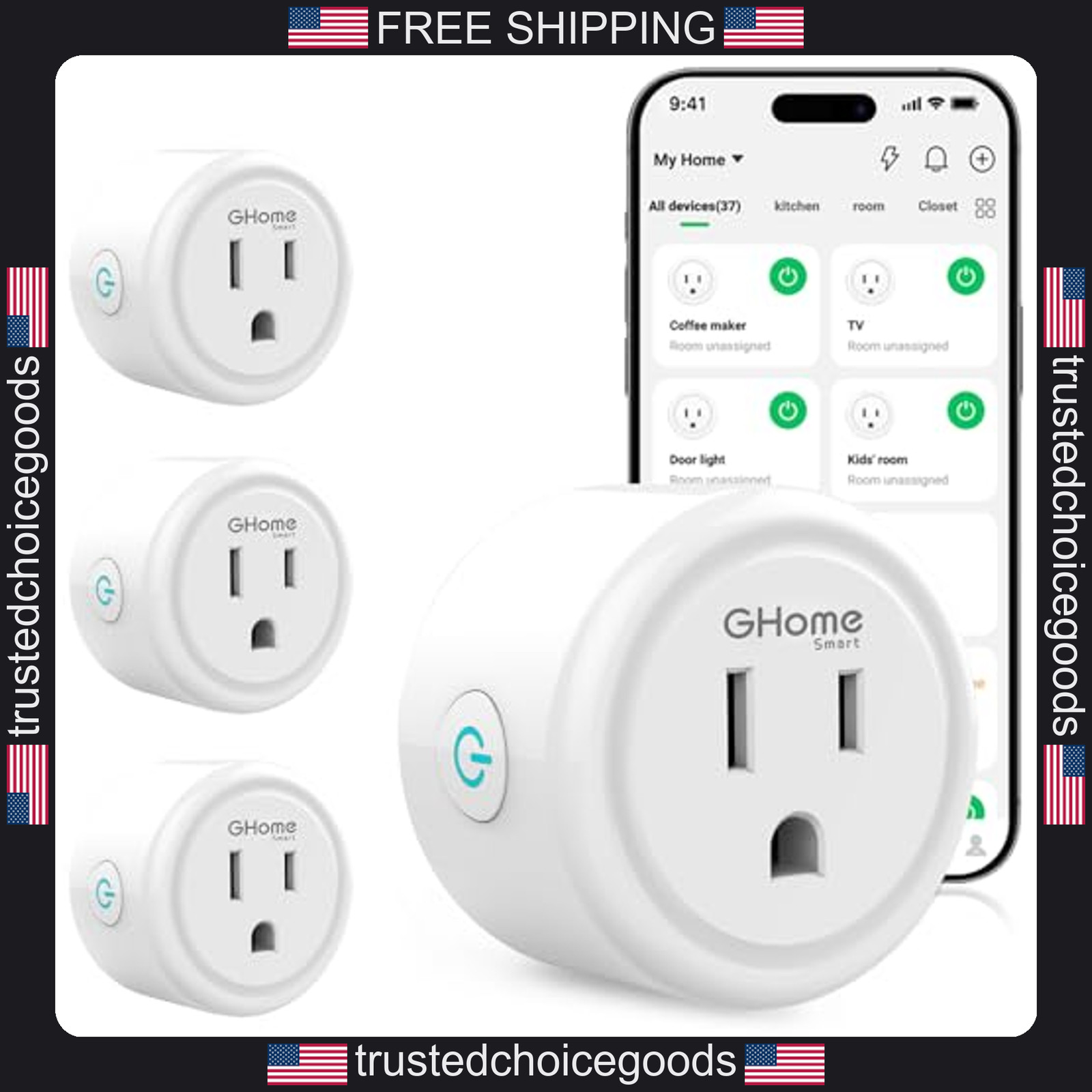2 Pack WiFi Smart Plugs Compatible with Alexa and Google Home