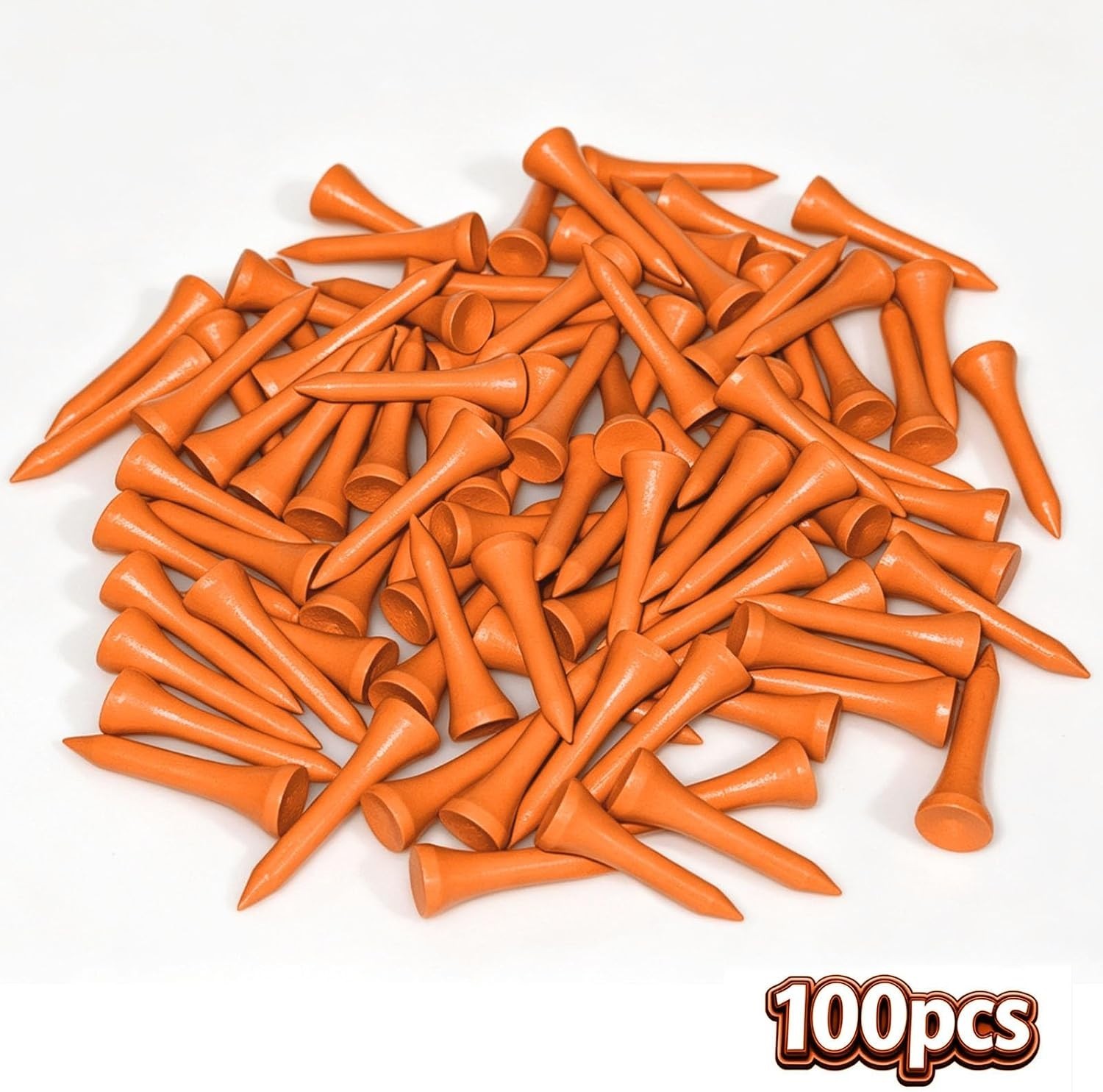 High-Quality Wooden Golf Tees - 100 Count, Various Sizes and Colors Available