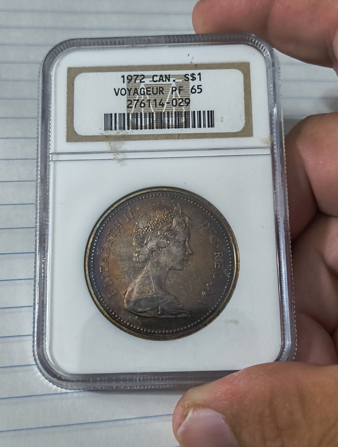 1972 Silver Canada Voyageur Dollar PCGS PF MS65- Toned