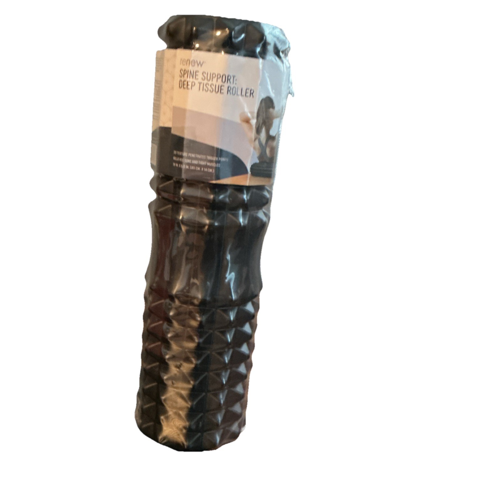 renew Spine Support Massage Grid Deep Tissue Foam Roller Black High-Density