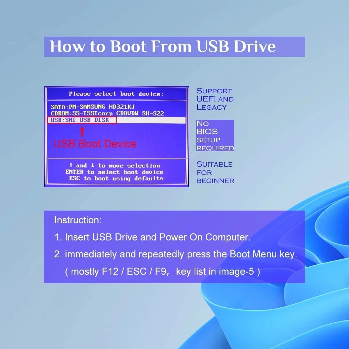 32GB - Bootable Windows 10&11, USB Driver 3.2Gen for Reinstall Windows, Reset Pa