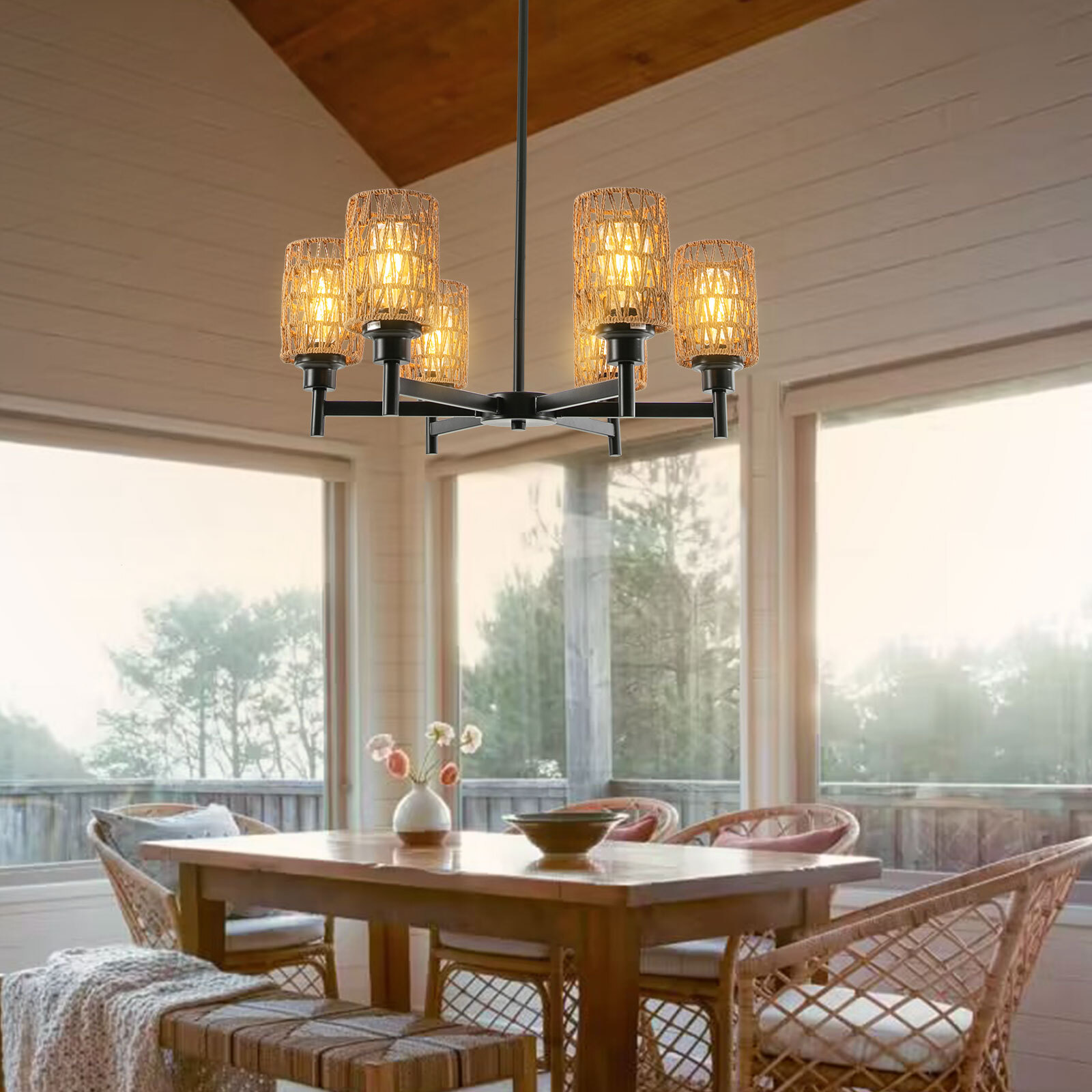 Modern Ceiling Light Chandelier 6-Head Pendant Lighting Ceiling Dimmable