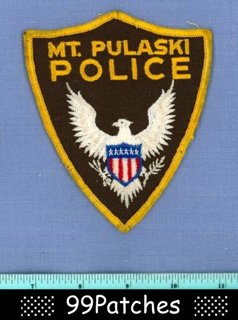 MT PULASKI (Old Vintage CHEESECLOTH) ILLINOIS Police Shoulder Patch EAGLE 2B