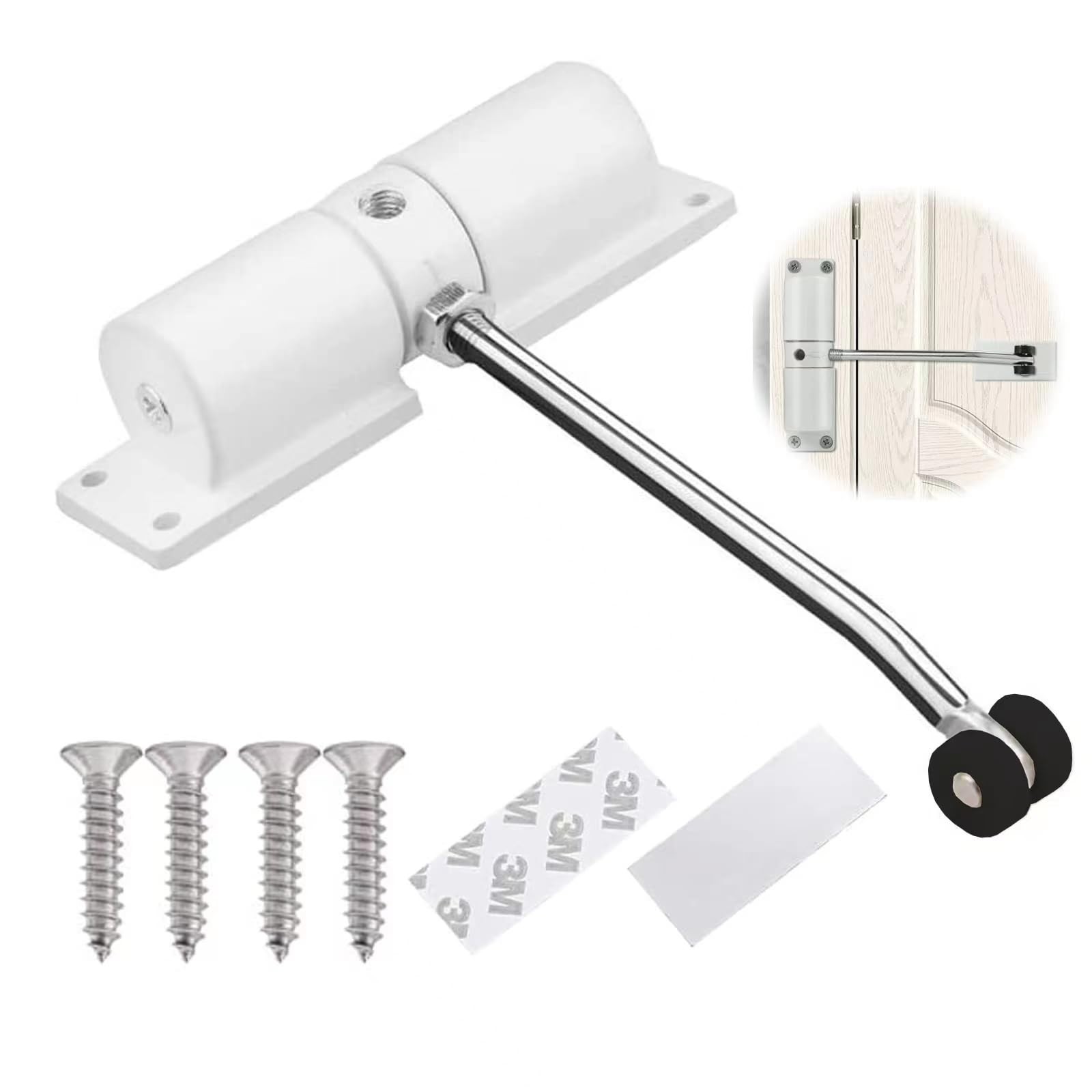 Automatic Door Closer, Zinc Alloy Safety Spring Door Closer Adjustable 30 Kg Clo
