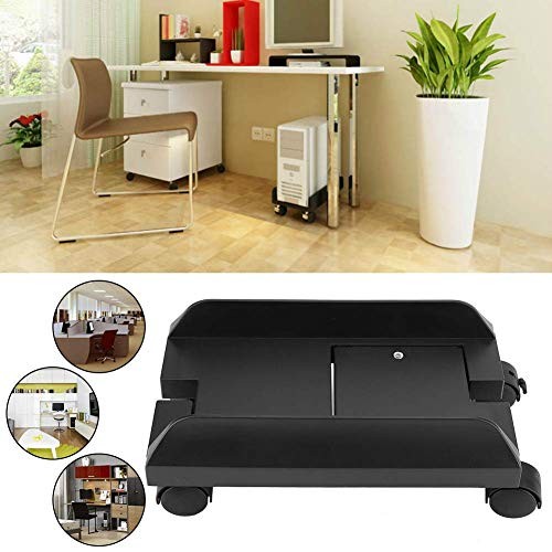 Universal ABS PC Computer Tower Stand Holder, Adjustable Width, Rolling Caster