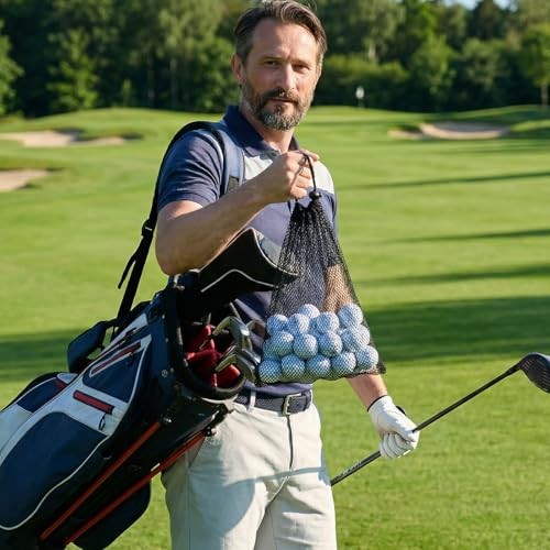 4 PCS Mesh Drawstring Bag, Black Nylon Golf Ball Storage Mesh Bags,
