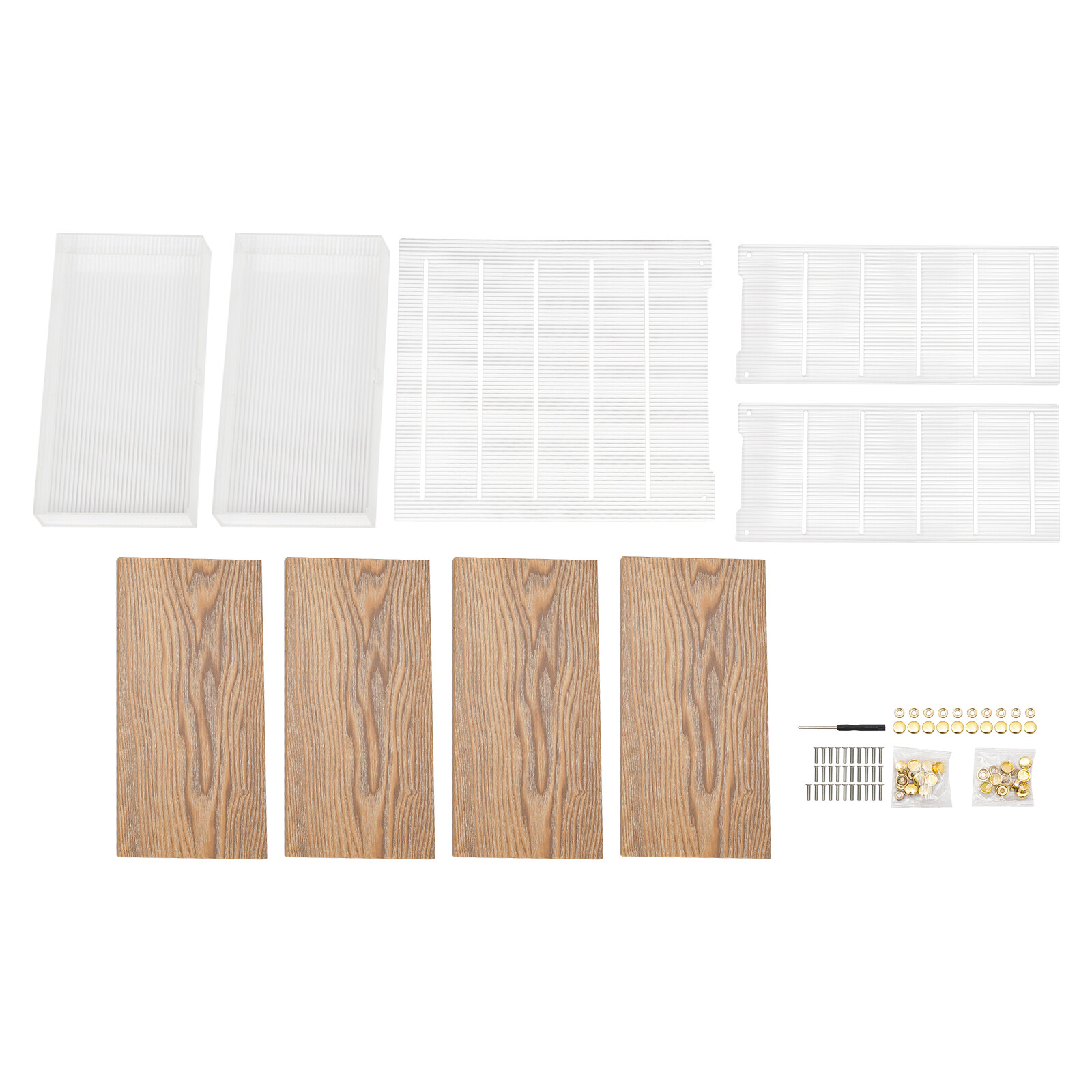 Modern 4 Tiers Wood Clear Desk Organizer Tabletop Storage Cabinet Storage Box