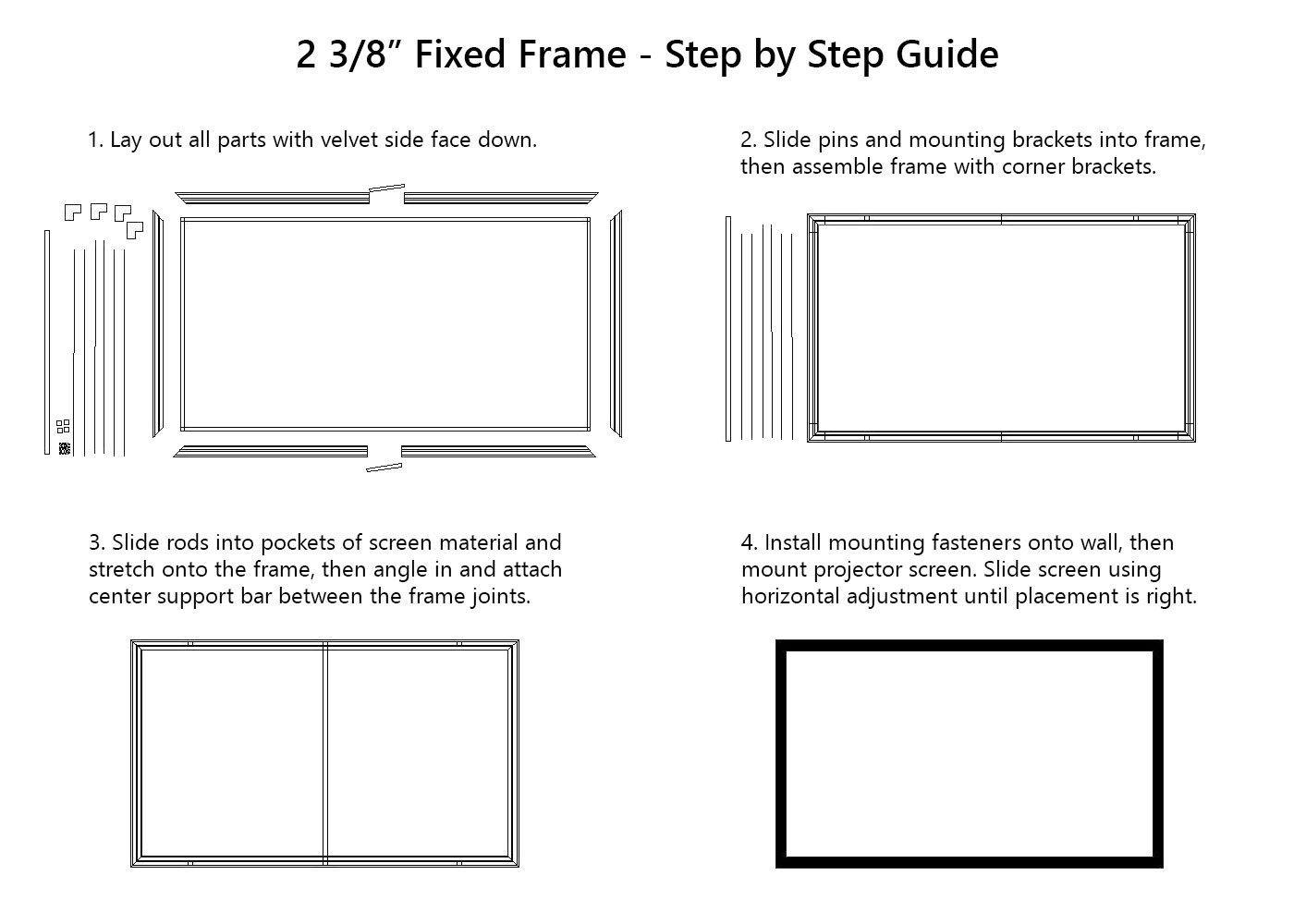 STR-16992-S Silver Ticket 92" Fixed Frame 16:9 Projector Screen Silver Material