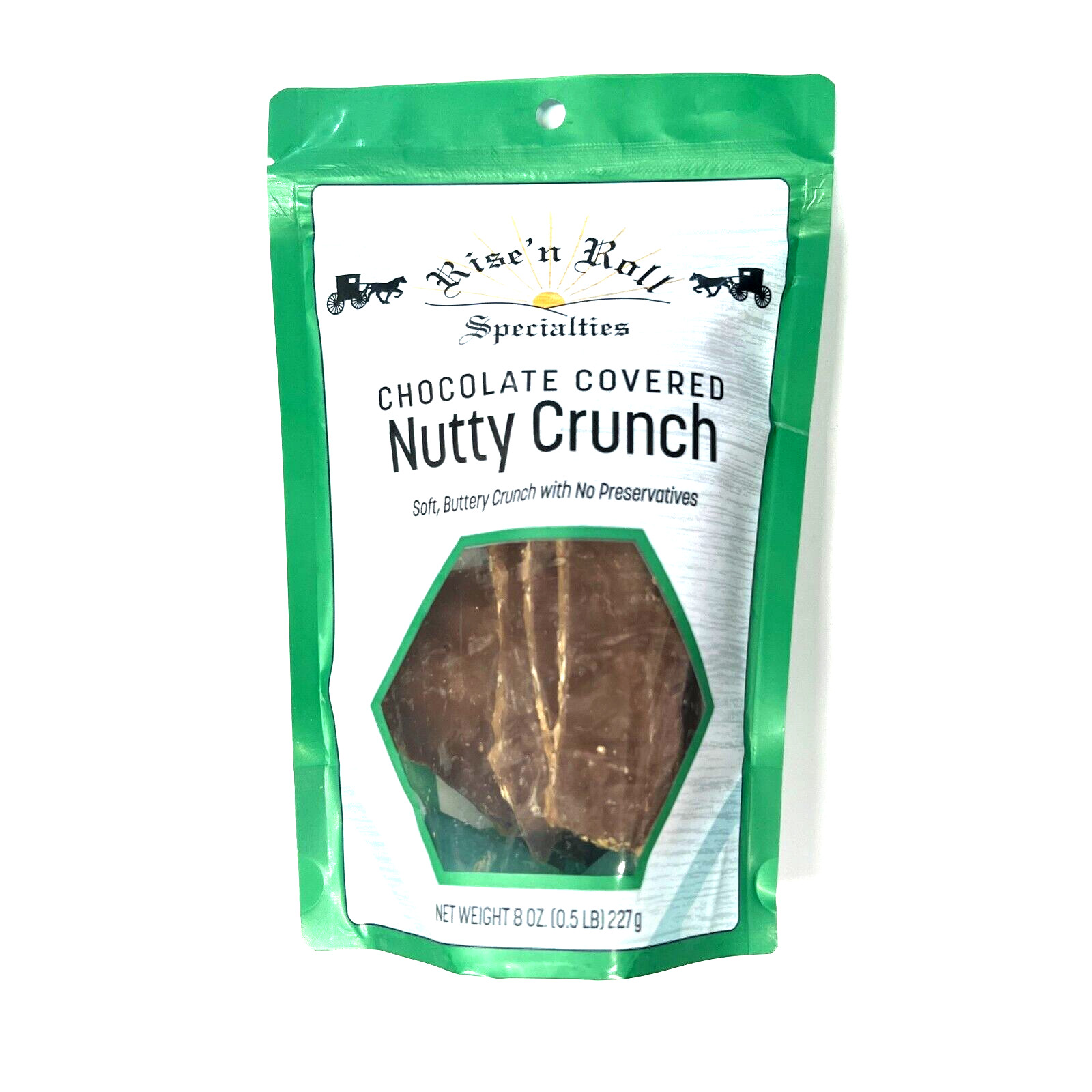 4 Pack Rise'n Roll Amish Bakery Chocolate Covered Nutty Crunch 8oz Bag Indiana