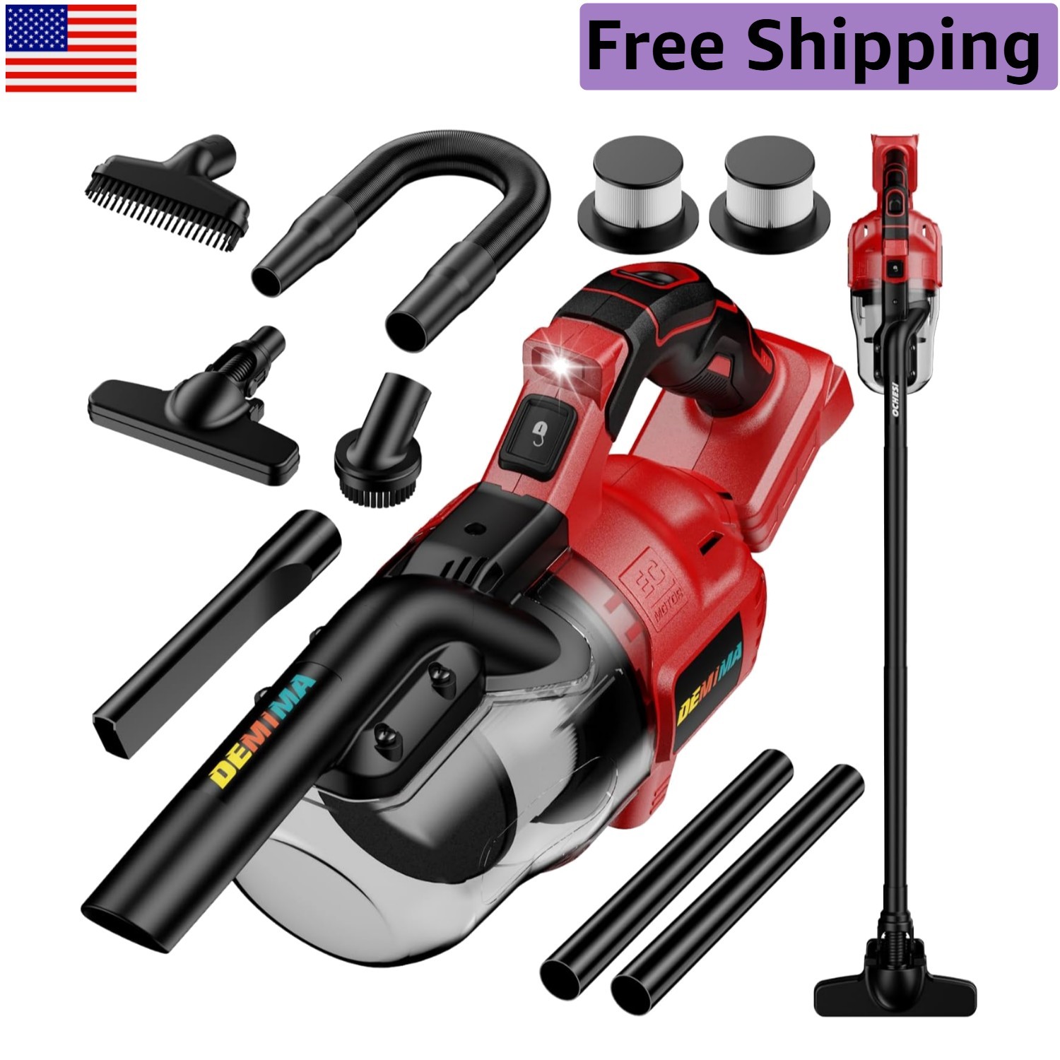 Milwaukee-Compatible Cordless Vacuum - 500W Powerful 5-in-1 Hand Vacuum Cleaner