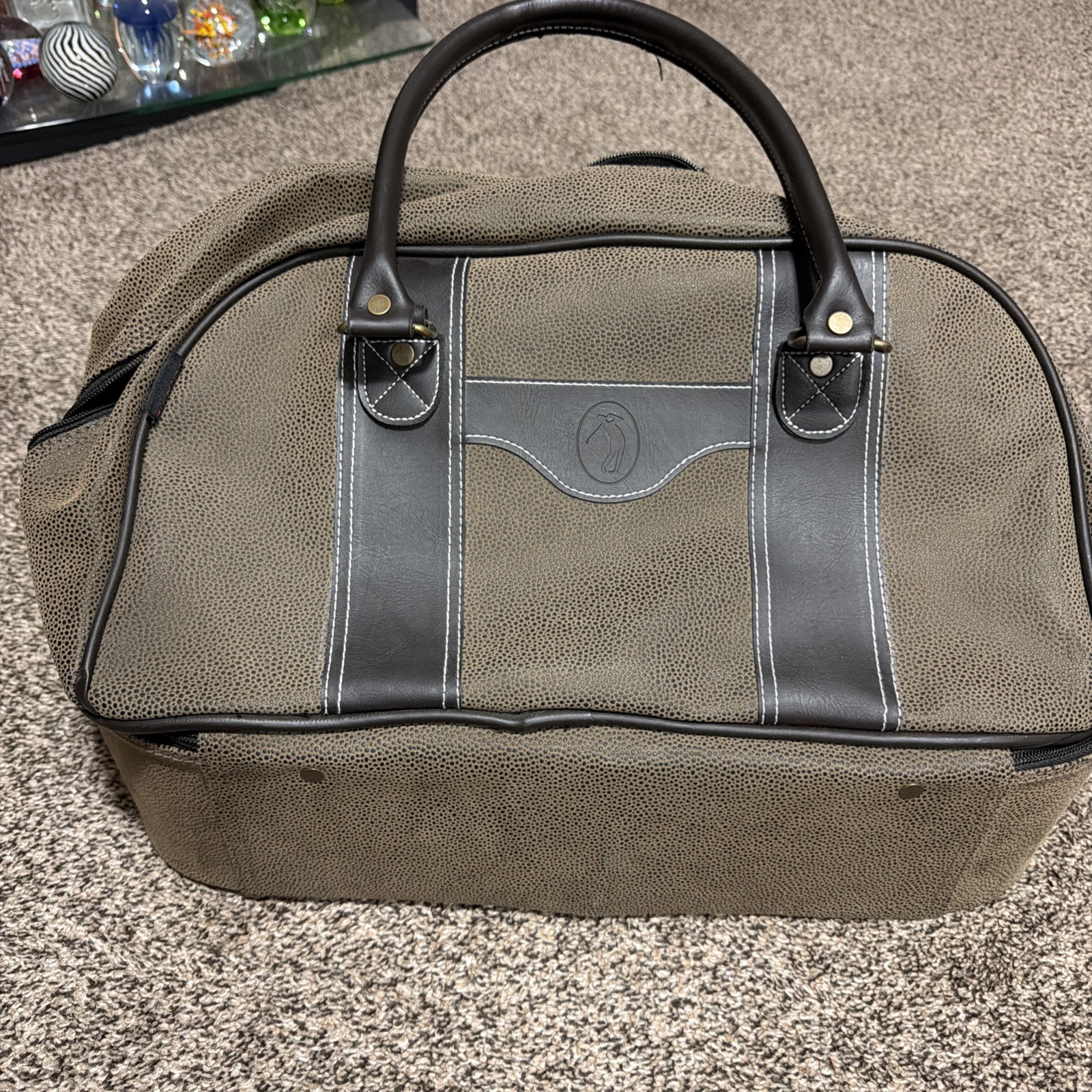 Sovrano Golf Shoe Clubhouse Bag Double Compartment Novohyde Gray Brown #2 White