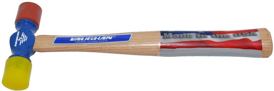 Vaughan 6 oz. Soft faced 1" Replaceable Tip hammer, 1 red tip, 1 yellow tip wood