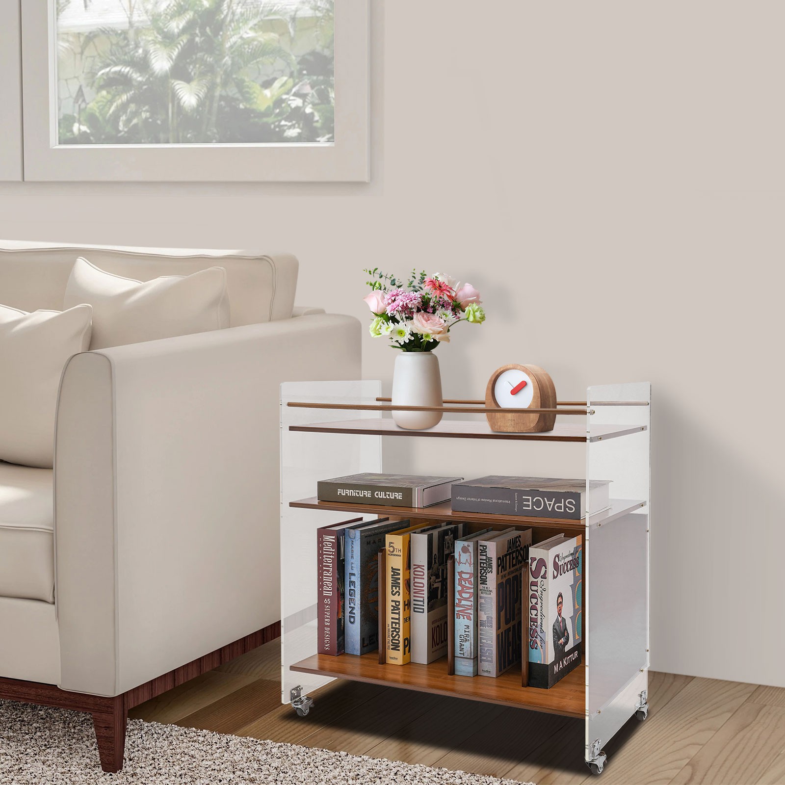 Modern 3 Tiers End Table Freestanding Rectangle Side Table Indoor Home Tawny NEW