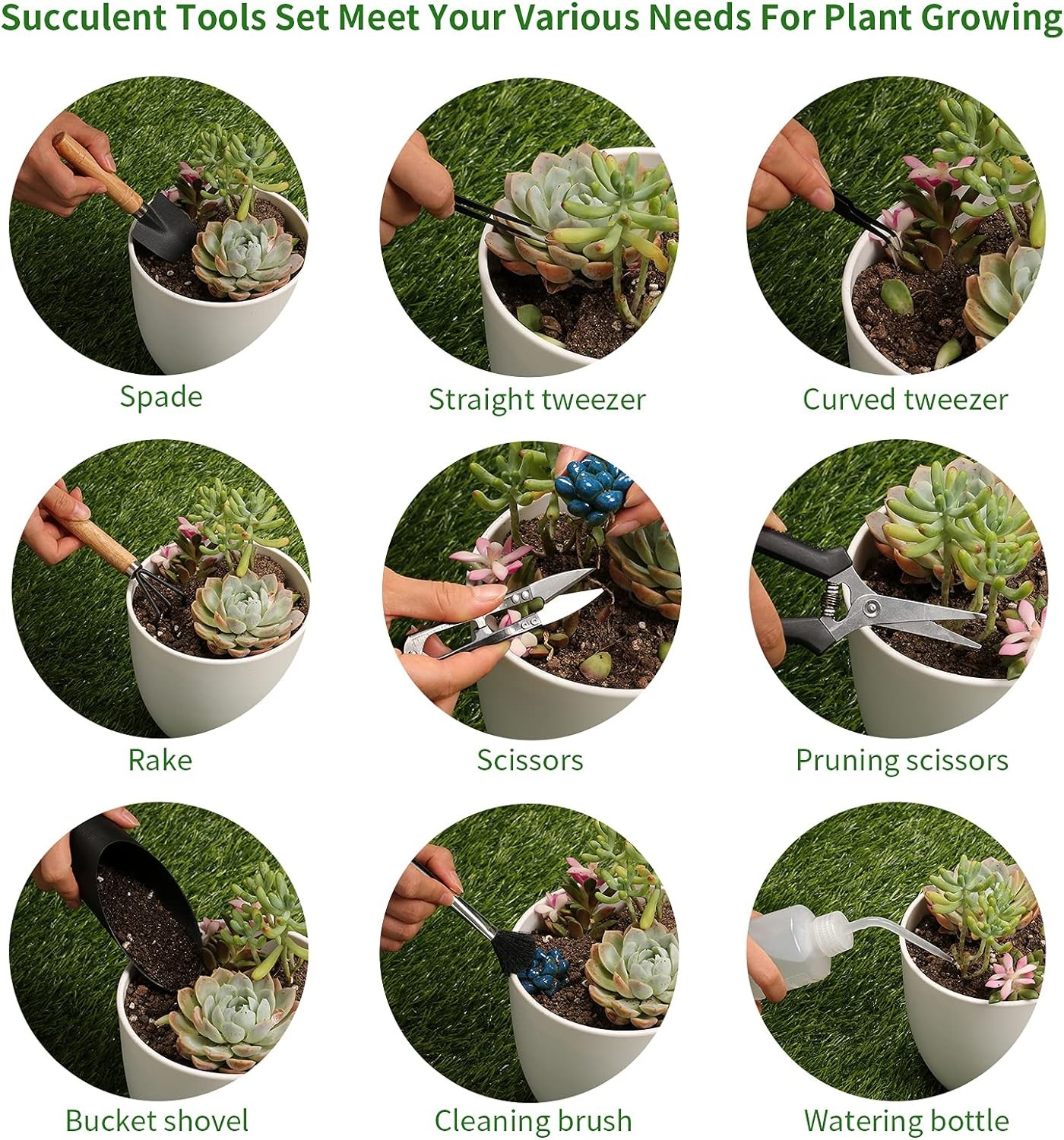 11Pcs Succulent Tools,Mini Garden Tools,Succulent Watering Tool Luxury-11Pcs
