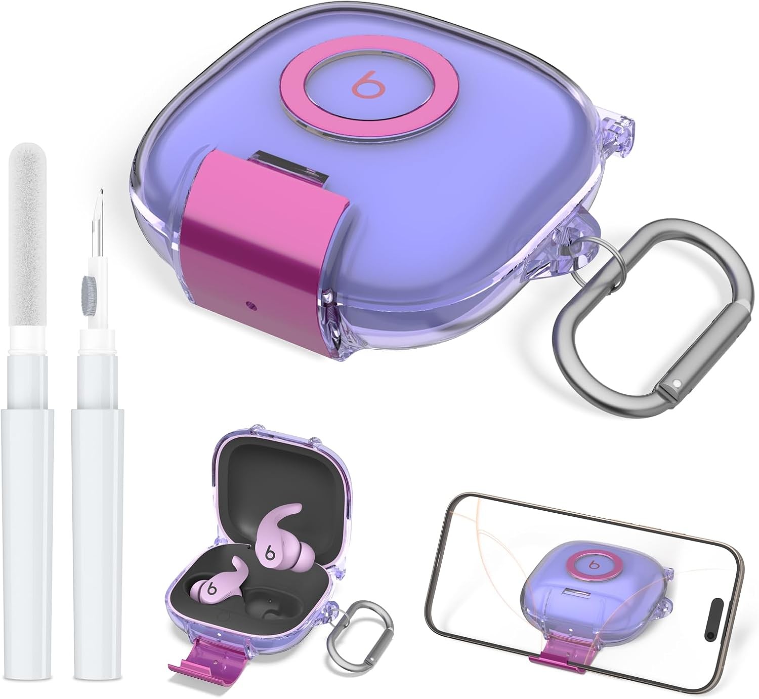 Beats Fit Pro Case with Secure Lock and Phone Clear Purple