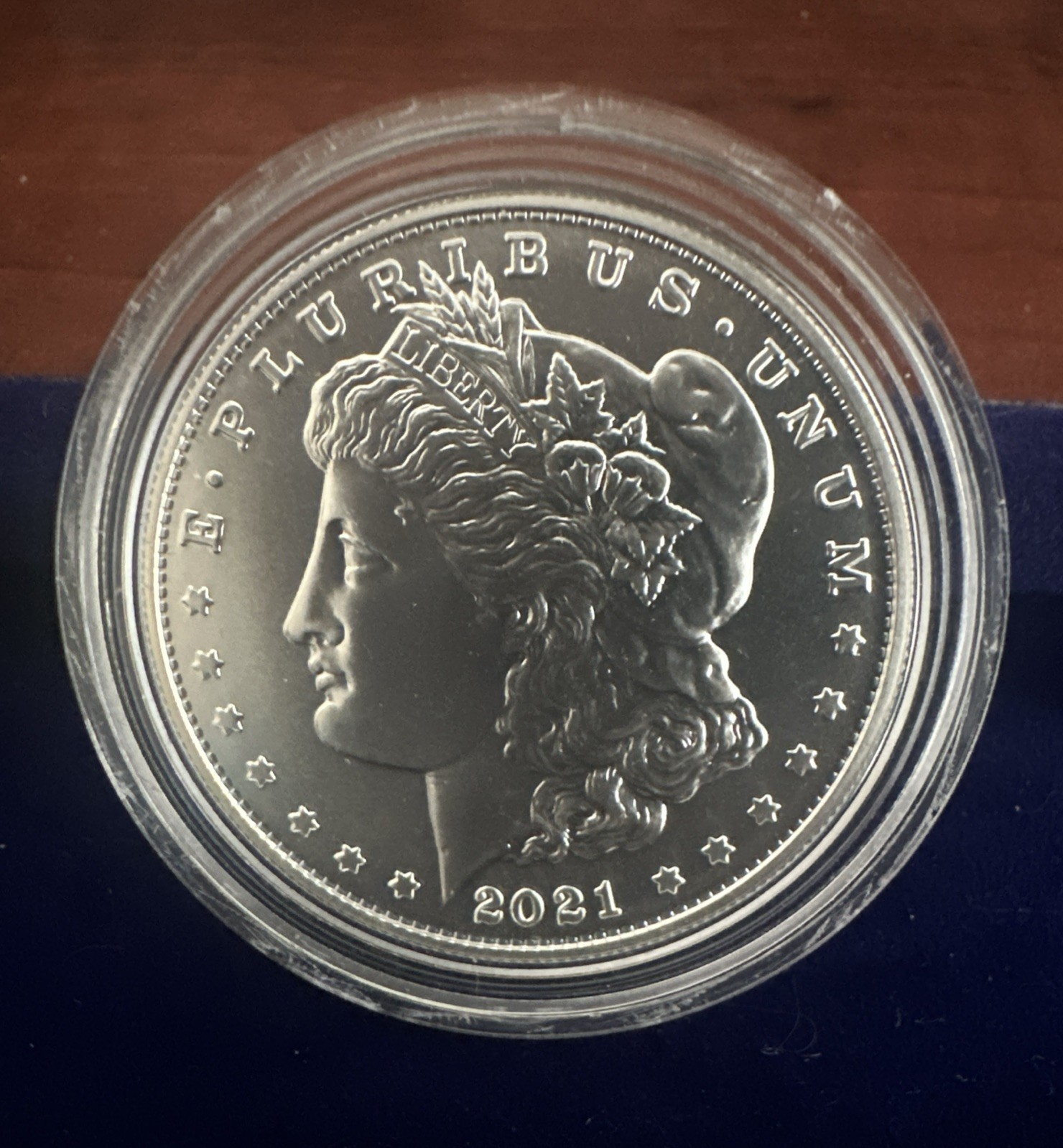 2021-D Morgan Silver Dollar Unc .999 Silver In Capsule