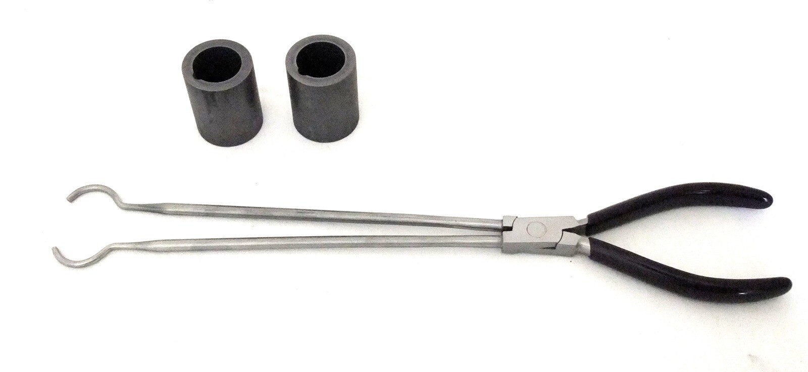 2 Pack Graphite Mini Crucible Cups 2" by 1 1/2" With Plier Tongs