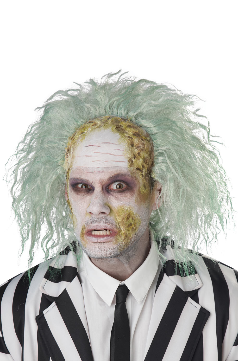 Obnoxious Ghost Bald Cap Beetlejuice Inspired Adult Wig