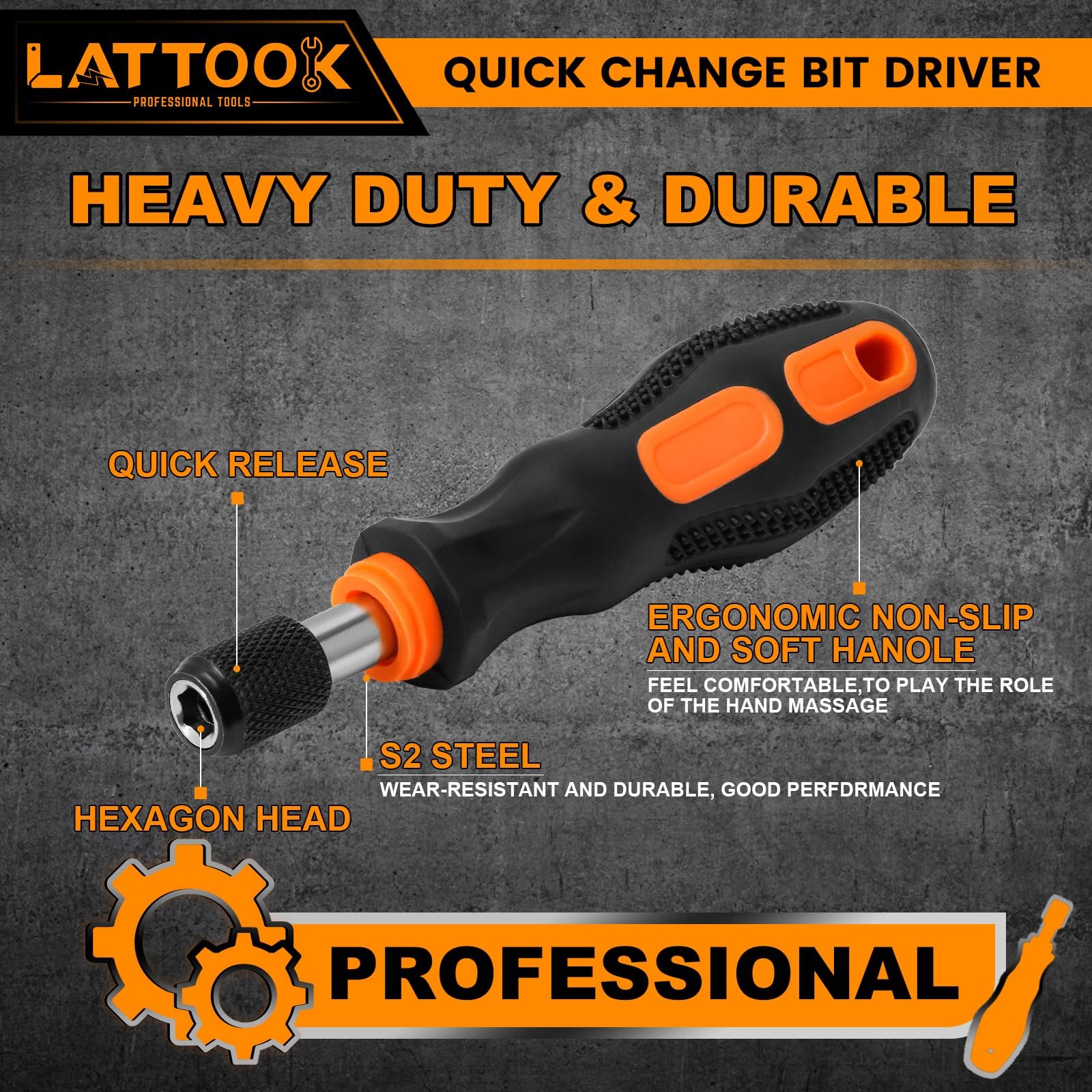 1/4 Inch Quick Change Bit Driver Release Easy Change Holder 142mm Handle