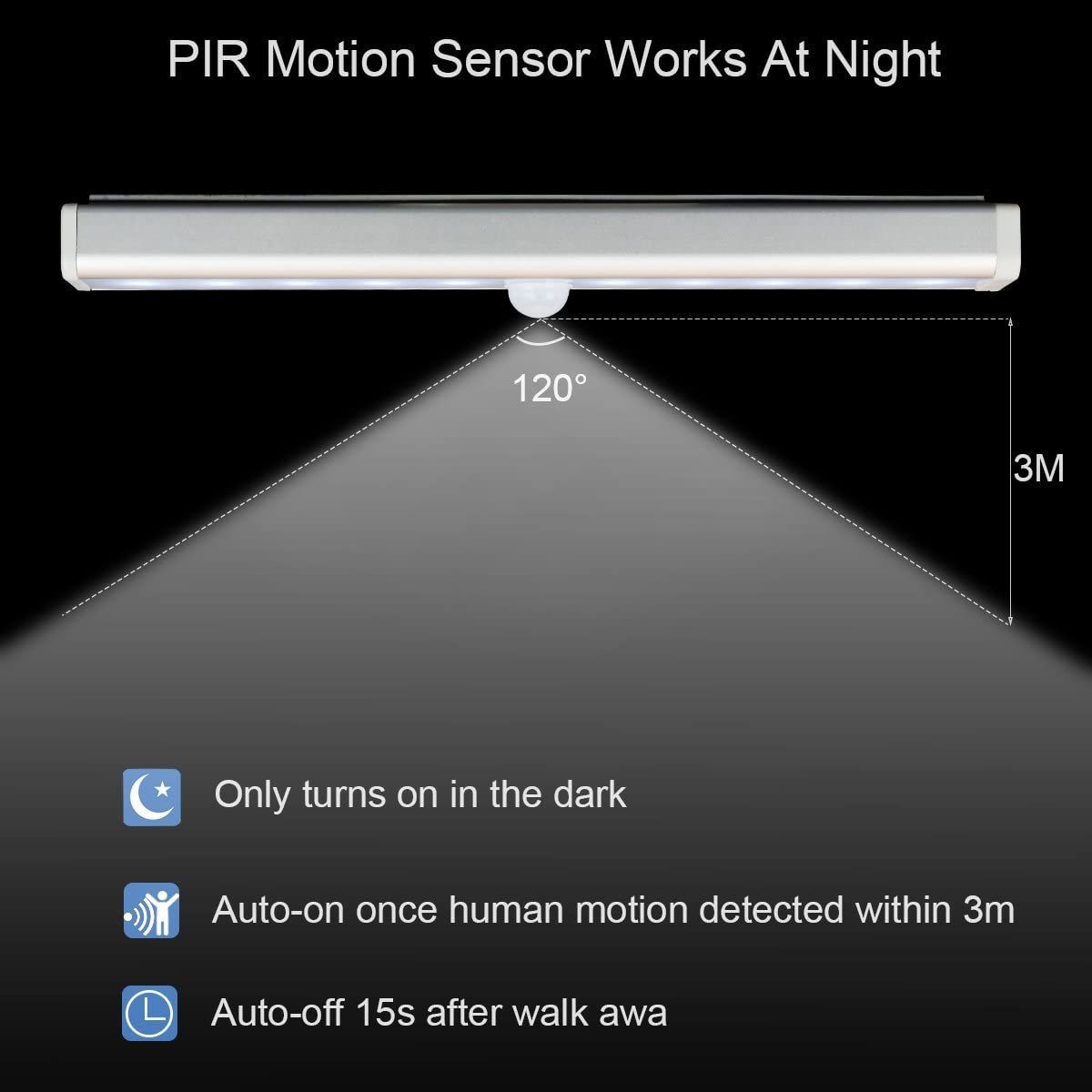 10LED Motion Sensor Light (Cool White), Aluminum, Rechargeable (White)