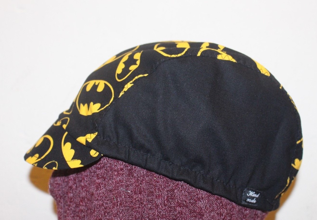 CYCLING CAP BATMAN LOGO  100% COTTON ONE SIZE & ANY SIZE  HANDMADE