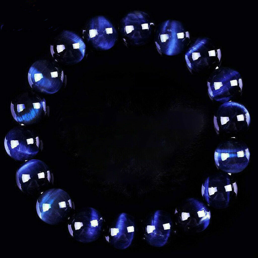 100% Natural 6/8/10/12/14mm Blue Tiger Eye Round Gemstone Beads Bracelet 7.5"