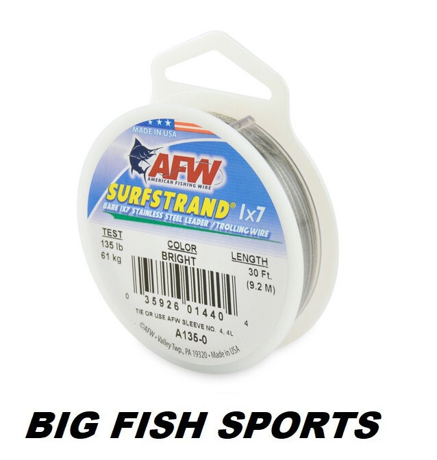 AFW SURFSTRAND Stainless Steel Leader Wire 135lb Test 30' #A135-0 FREE USA SHIP!