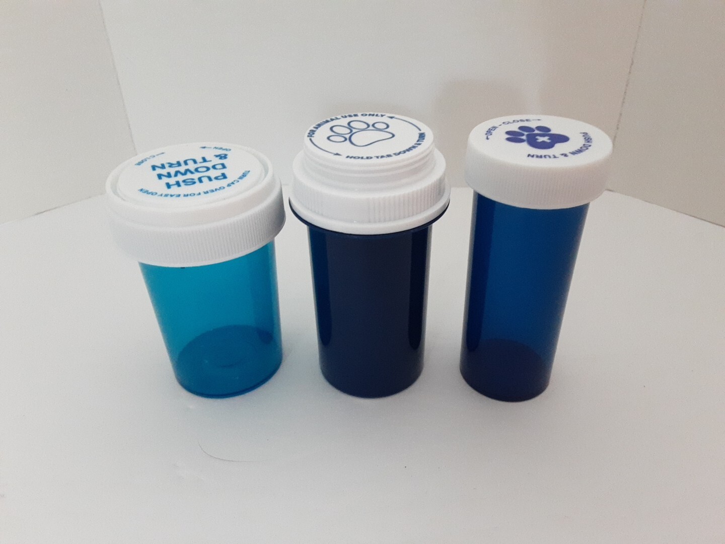 Empty Prescription Pill Bottles Blue Crafts Storage Fishing Hobby Lot of 3