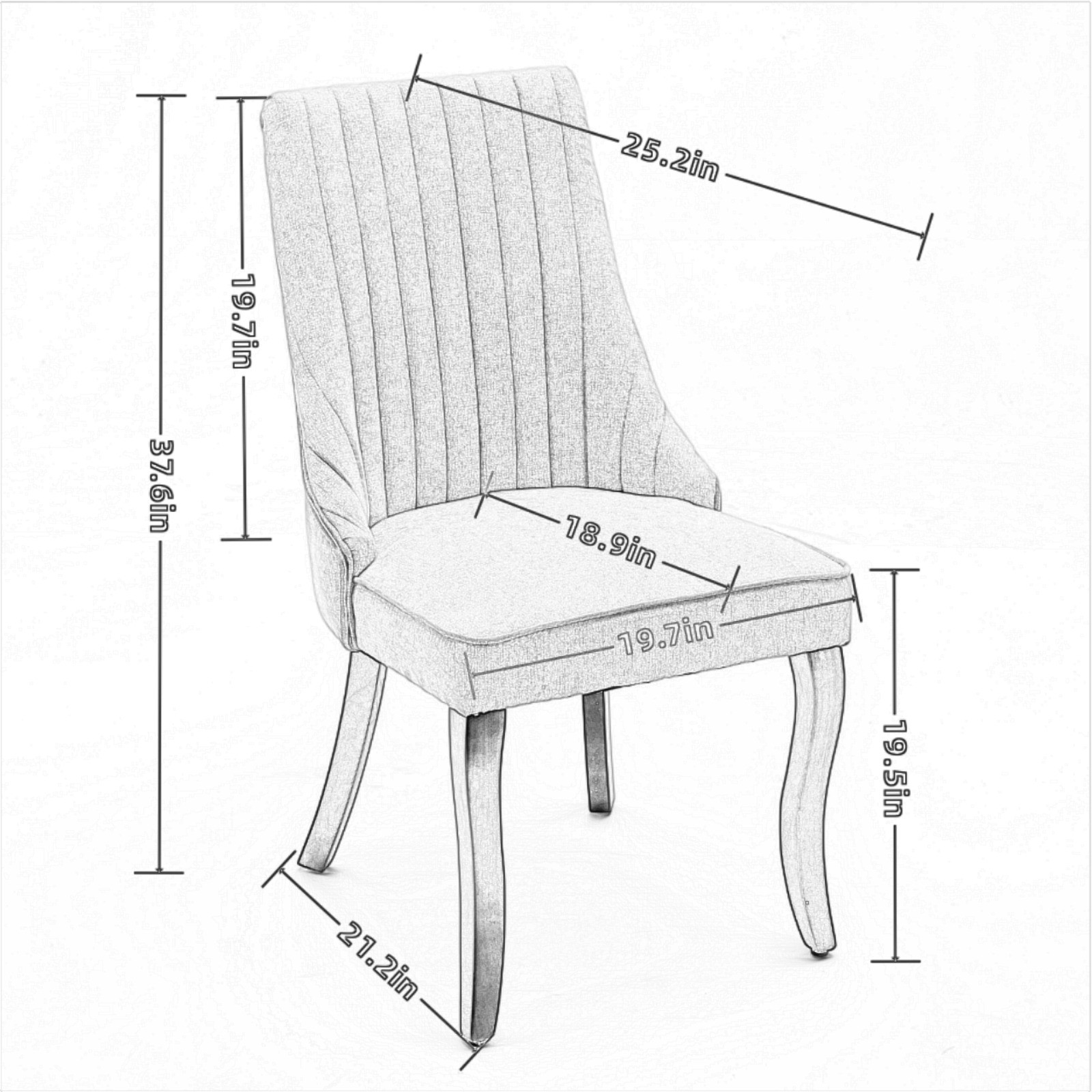 Rayon Cloth Flocking Linen Dining Chairs Channel Kitchen Dinner Chair Comfy Fa