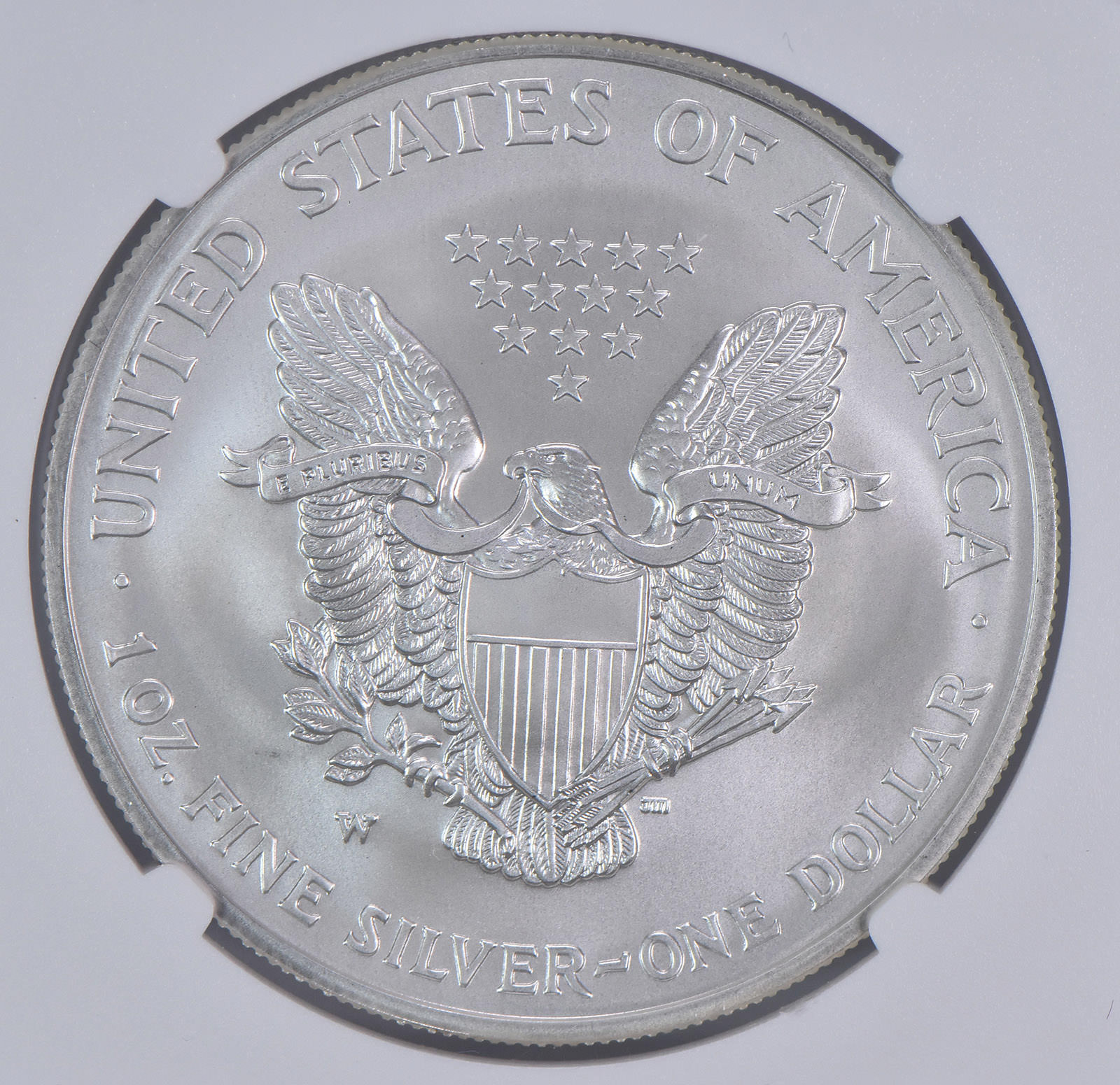 2008-W Burnished Silver Eagle Reverse Of 2007 MS69 NGC Brown Label