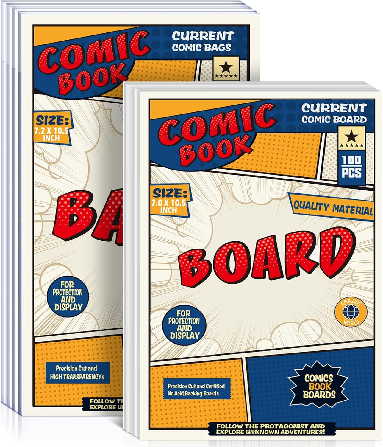 100 Count Comic Book Current Size Bags and Boards Transparent Acid-Free and Reus