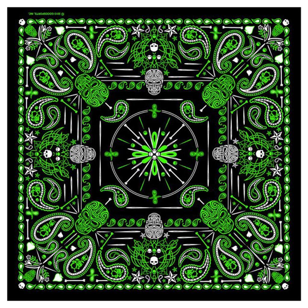 large GREEN PAISLEY SKULLS BANDANA mens womens head wrap #1068 neck cover HAT